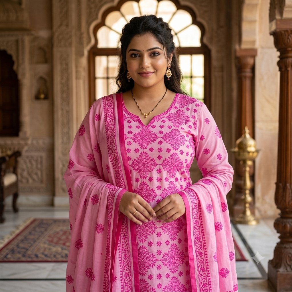 জামালপুরের খাঁটি হাতের কাজের নকশি থ্রি পিস