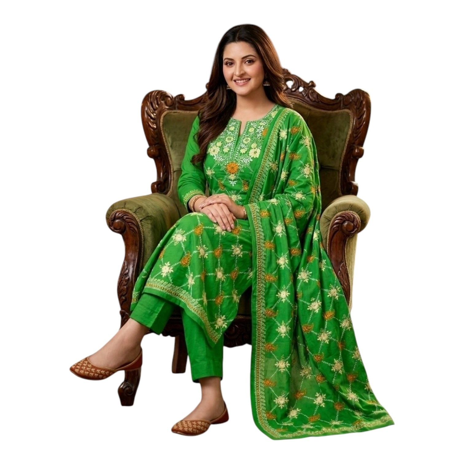 Nakshi hand embroidered three piece